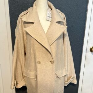 Oversized, loose wool blend coat